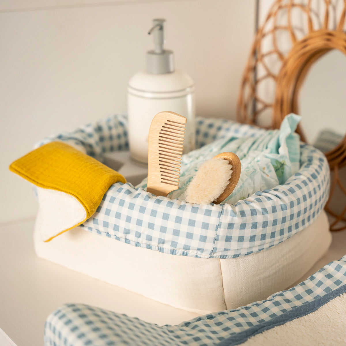 Cesto Pañales Vichy Light Blue