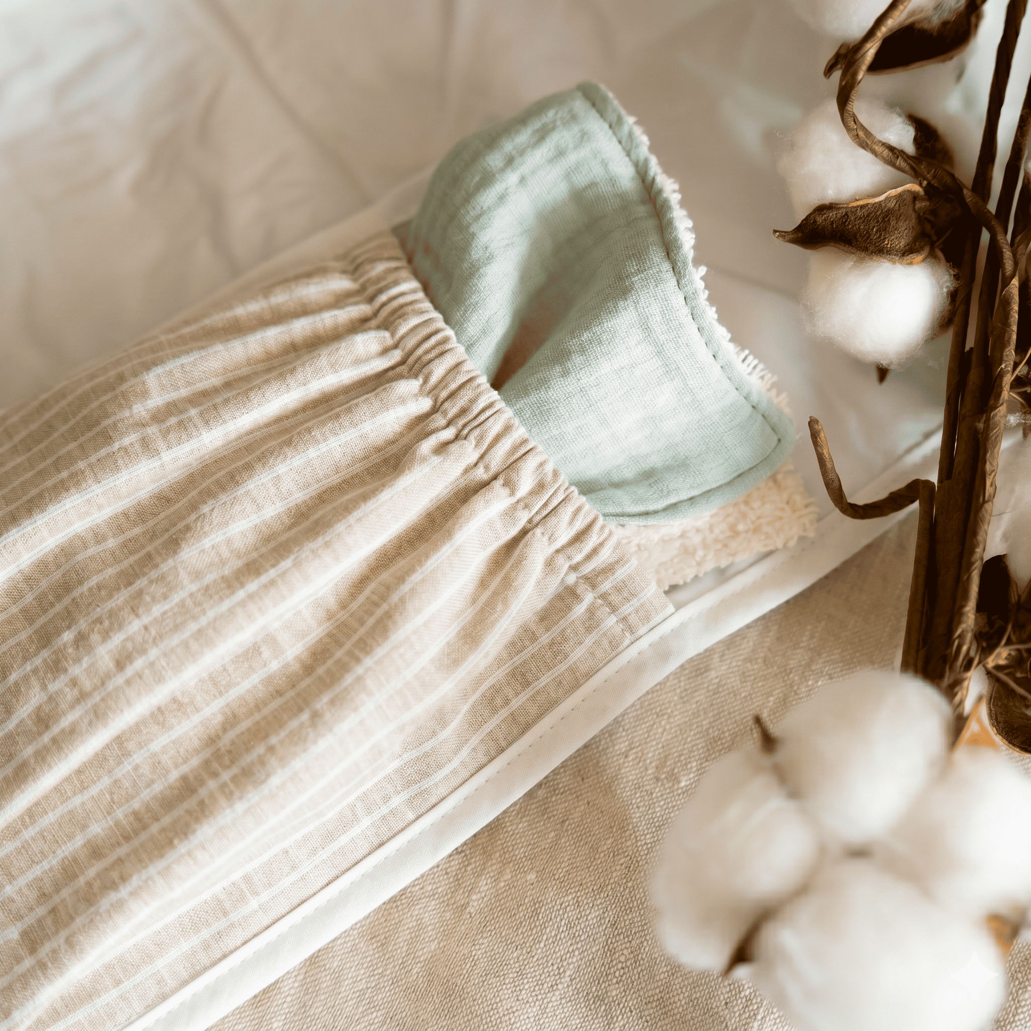 Cambiador paseo bolsillos rayas beige blanco
