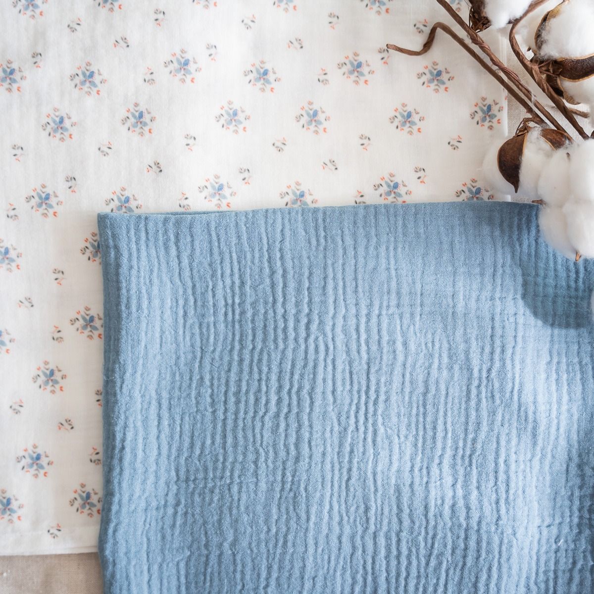 Muselina XL Blue Blossom & Dusty Blue
