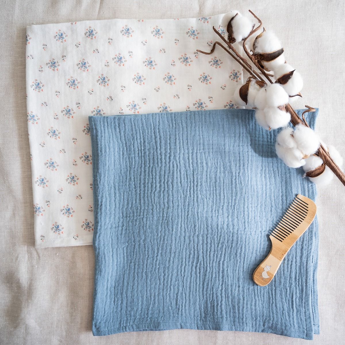 Muselina XL Blue Blossom & Dusty Blue