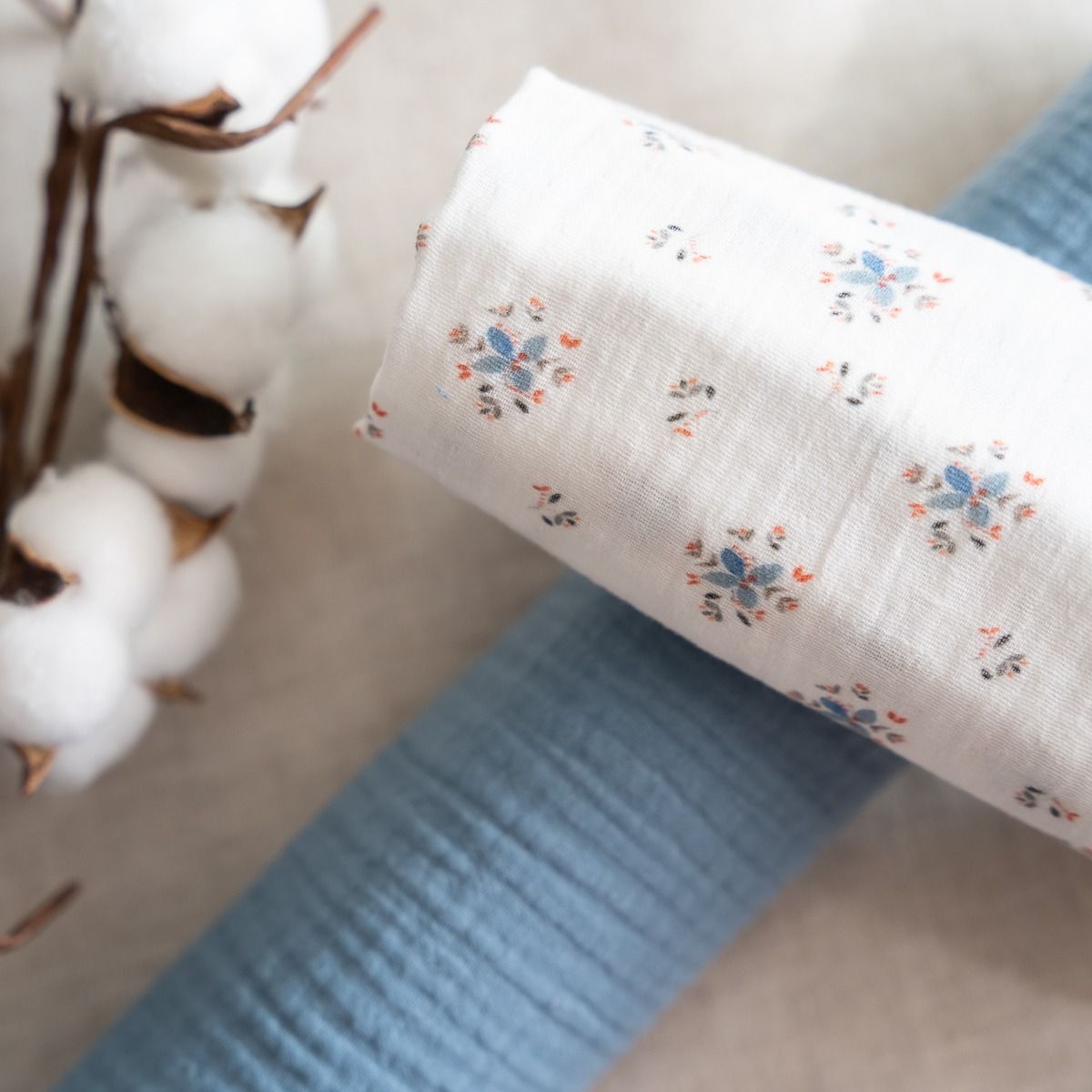 Muselina XL Blue Blossom & Dusty Blue