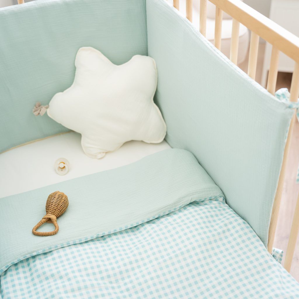 Protector cuna Vichy Mint & Dusty Green