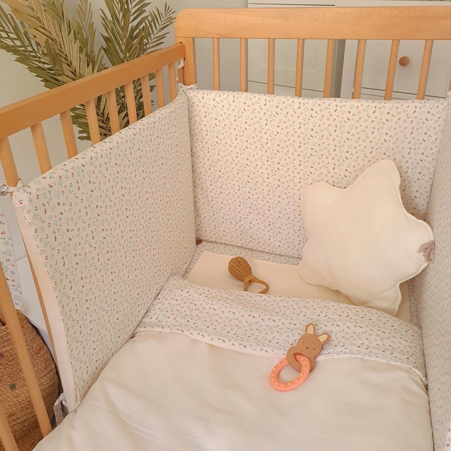 Protector cuna Green Breeze & Ecru