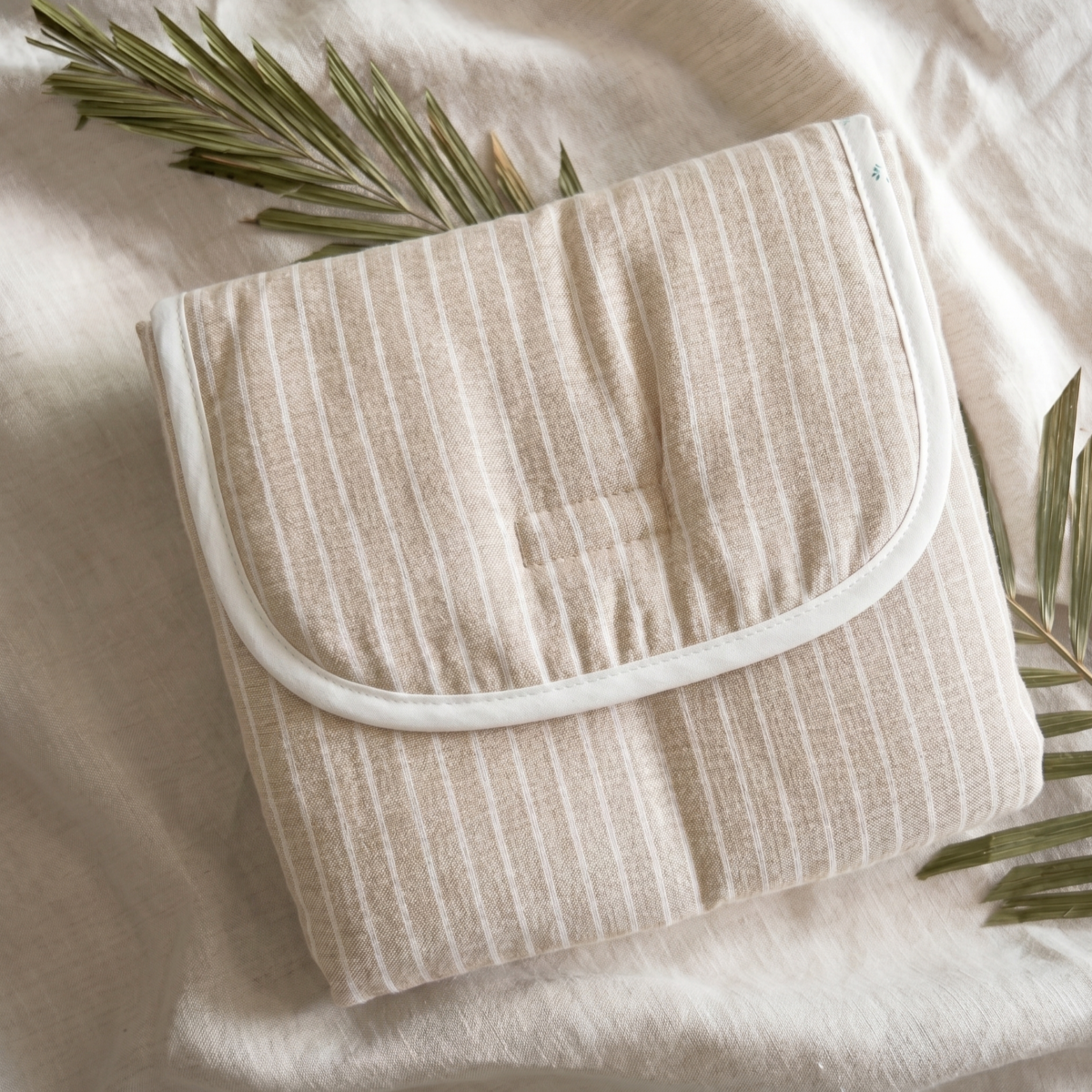 Cambiador paseo bolsillos rayas beige blanco