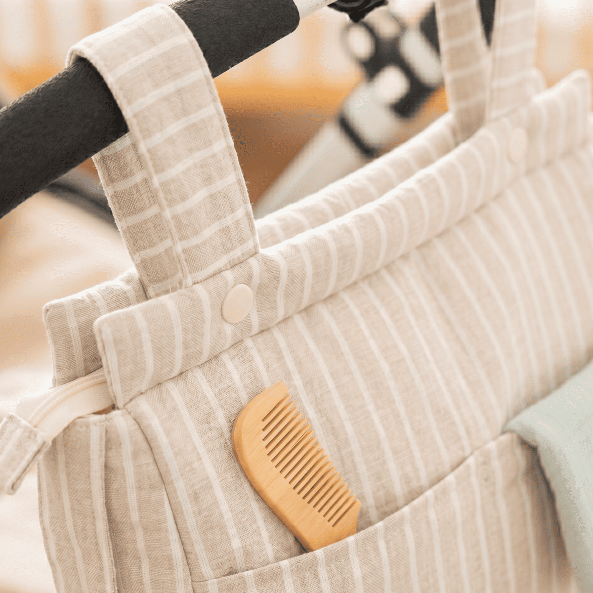 bolso carrito rayas beige blanco