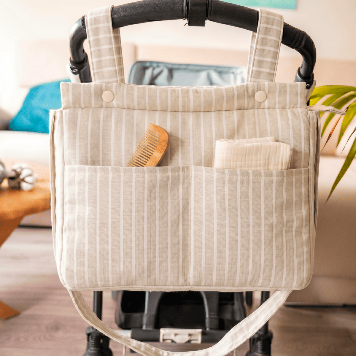 bolso carrito rayas beige blanco